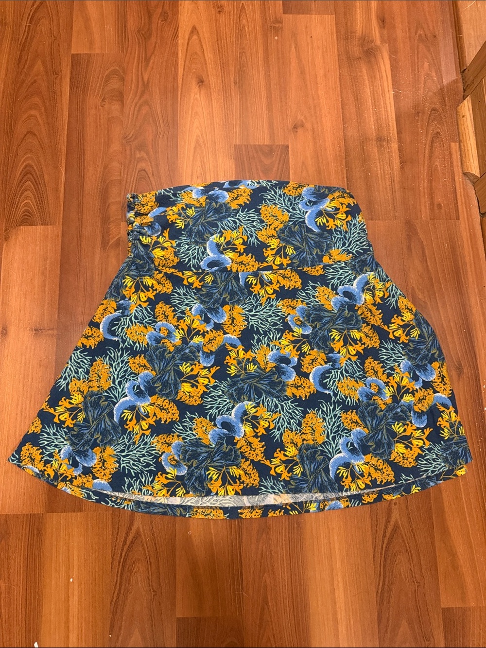 Patagonia Navy Floral Circle Skirt with Yellow & Light Blue Flowers